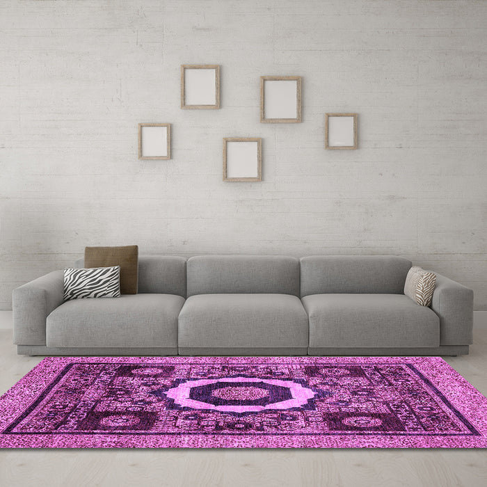 Machine Washable Abstract Purple Modern Area Rugs in a Living Room, wshabs2372pur