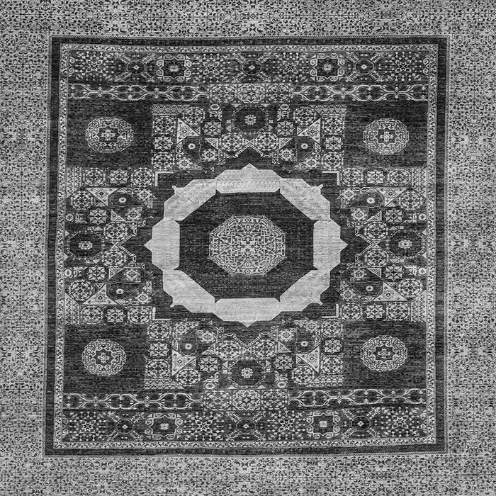 Square Machine Washable Abstract Gray Modern Rug, wshabs2372gry