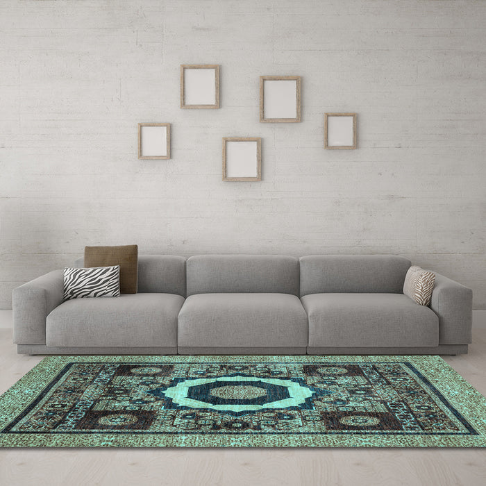 Machine Washable Abstract Light Blue Modern Rug in a Living Room, wshabs2372lblu