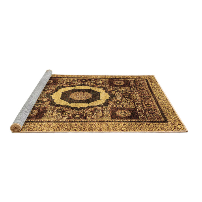 Sideview of Machine Washable Abstract Brown Modern Rug, wshabs2372brn