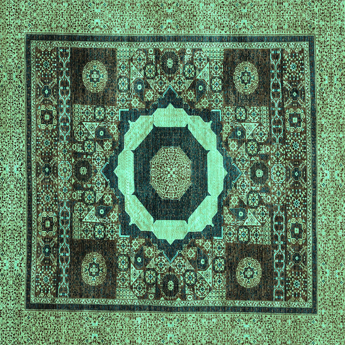 Square Abstract Turquoise Modern Rug, abs2372turq