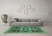 Machine Washable Abstract Turquoise Modern Area Rugs in a Living Room,, wshabs2372turq