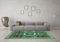 Machine Washable Abstract Turquoise Modern Rug, wshabs2372turq