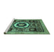 Sideview of Machine Washable Abstract Turquoise Modern Area Rugs, wshabs2372turq