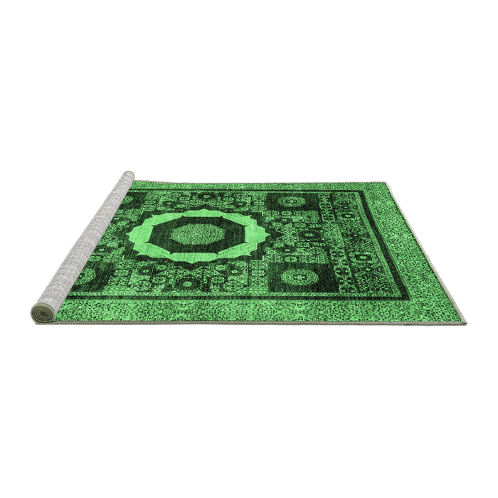 Sideview of Machine Washable Abstract Emerald Green Modern Area Rugs, wshabs2372emgrn