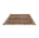 Sideview of Machine Washable Abstract Brown Red Rug, wshabs2373