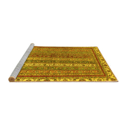 Sideview of Machine Washable Abstract Yellow Modern Rug, wshabs2373yw