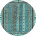 Round Machine Washable Abstract Light Blue Modern Rug, wshabs2373lblu