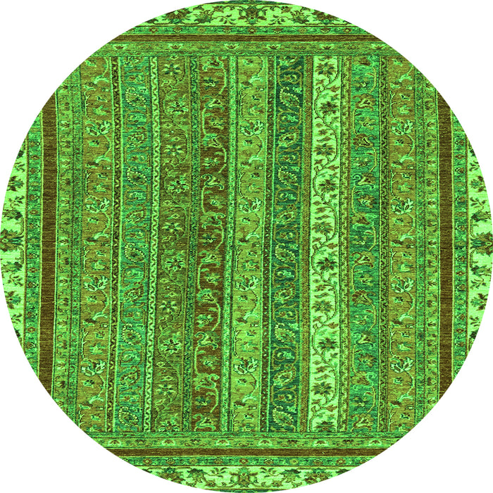 Round Machine Washable Abstract Green Modern Area Rugs, wshabs2373grn
