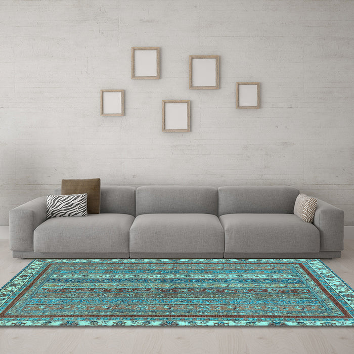 Machine Washable Abstract Light Blue Modern Rug in a Living Room, wshabs2373lblu