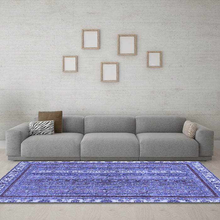 Machine Washable Abstract Blue Modern Rug in a Living Room, wshabs2373blu
