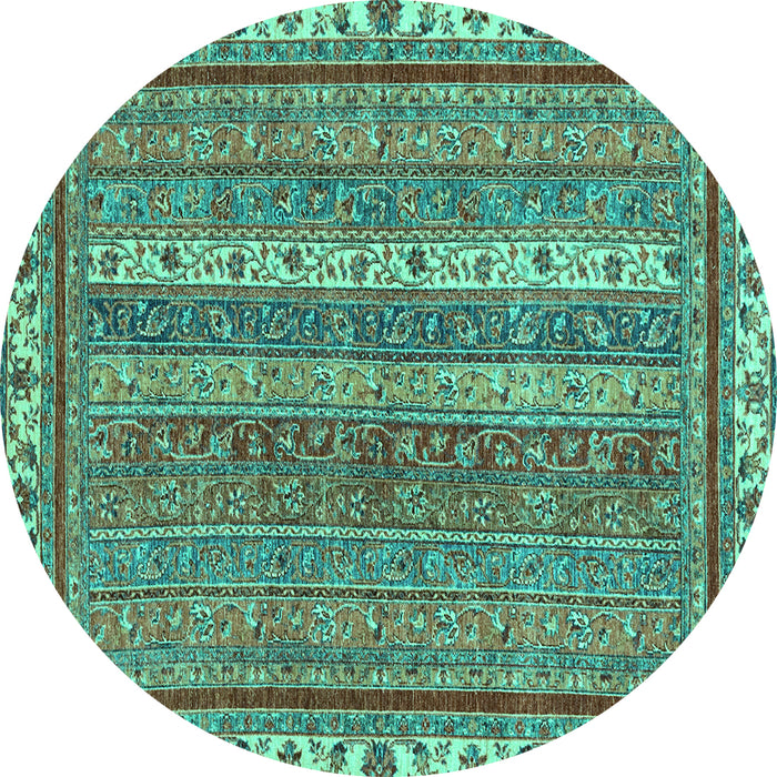 Round Machine Washable Abstract Turquoise Modern Area Rugs, wshabs2373turq