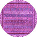 Round Machine Washable Abstract Purple Modern Area Rugs, wshabs2373pur