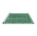 Sideview of Machine Washable Abstract Turquoise Modern Area Rugs, wshabs2373turq