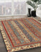 Abstract Brown Red Modern Rug in Family Room, abs2373