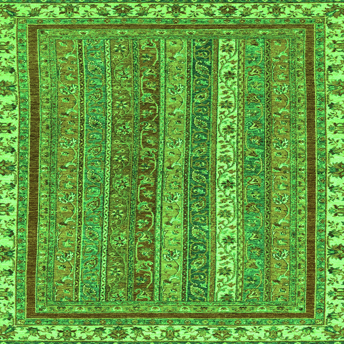 Square Machine Washable Abstract Green Modern Area Rugs, wshabs2373grn