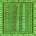 Square Machine Washable Abstract Green Modern Area Rugs, wshabs2373grn