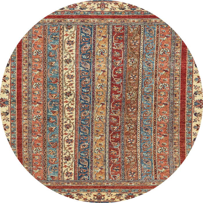 Round Machine Washable Abstract Brown Red Rug, wshabs2373