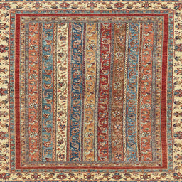 Square Machine Washable Abstract Brown Red Rug, wshabs2373