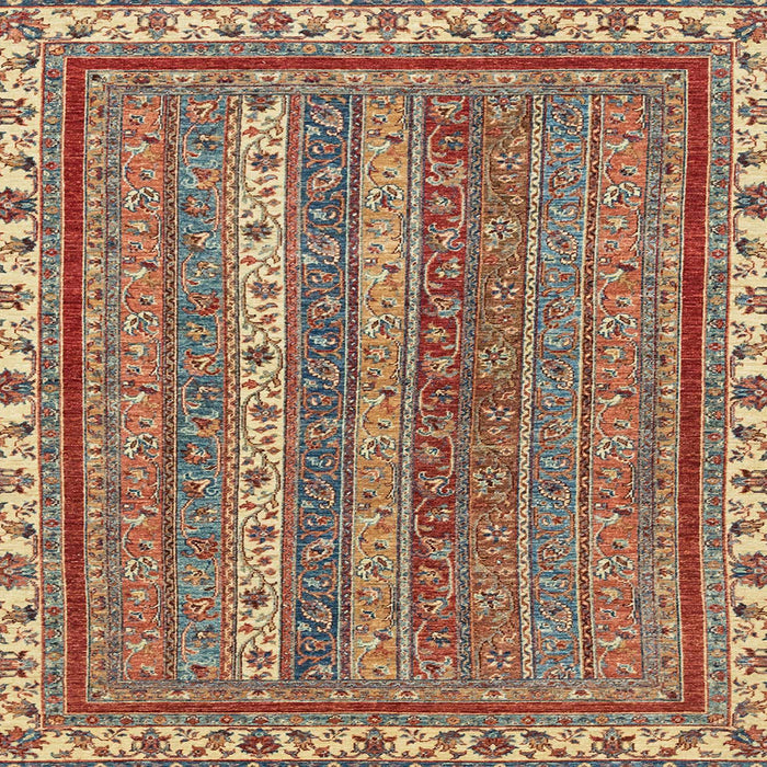 Square Machine Washable Abstract Brown Red Rug, wshabs2373