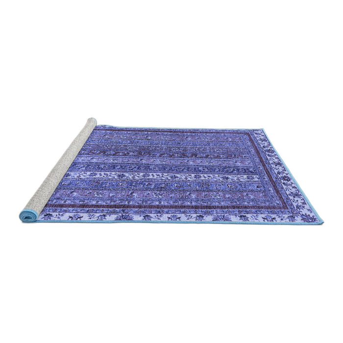 Sideview of Machine Washable Abstract Blue Modern Rug, wshabs2373blu