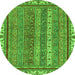 Round Abstract Green Modern Rug, abs2373grn