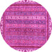 Round Abstract Pink Modern Rug, abs2373pnk