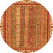 Round Abstract Orange Modern Rug, abs2373org