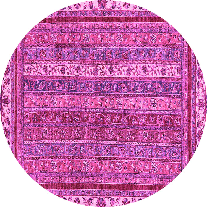 Round Machine Washable Abstract Pink Modern Rug, wshabs2373pnk