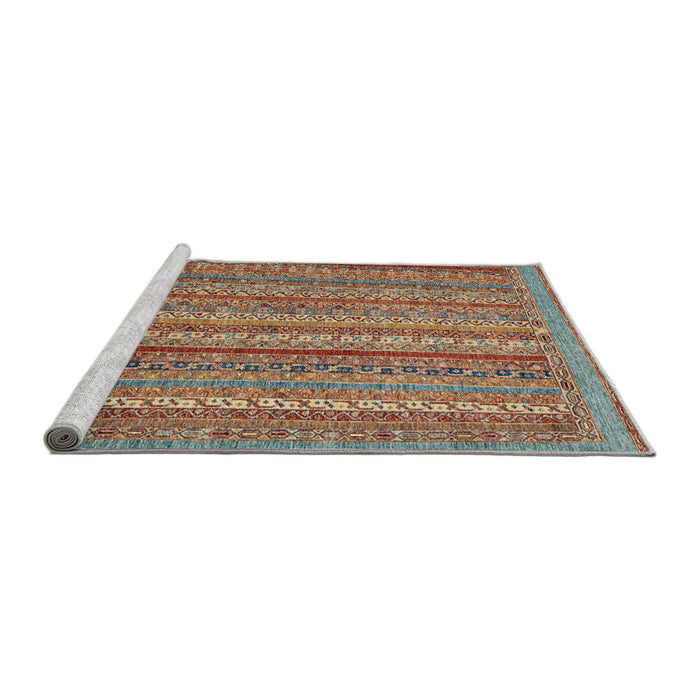 Sideview of Machine Washable Abstract Chestnut Red Rug, wshabs2374