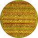 Round Abstract Yellow Modern Rug, abs2374yw