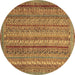 Round Abstract Brown Modern Rug, abs2374brn