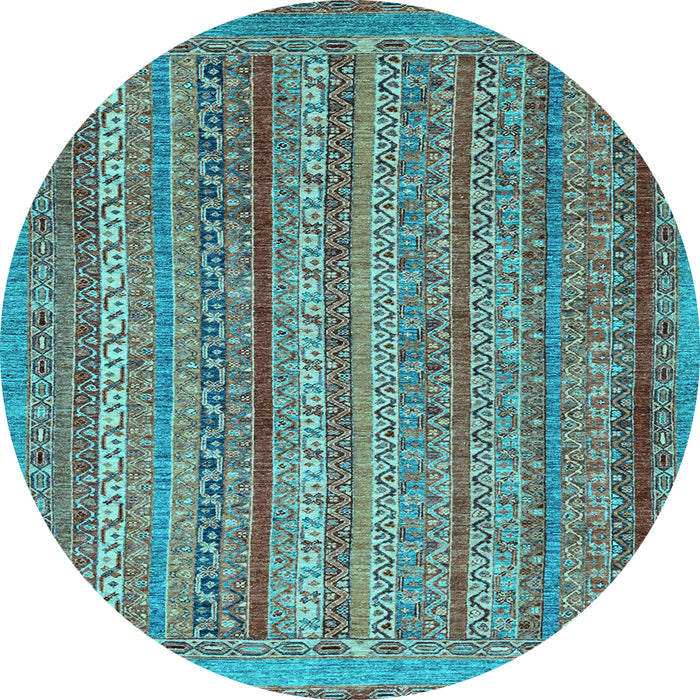 Round Abstract Light Blue Modern Rug, abs2374lblu