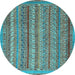 Round Abstract Light Blue Modern Rug, abs2374lblu