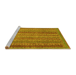 Sideview of Machine Washable Abstract Yellow Modern Rug, wshabs2374yw