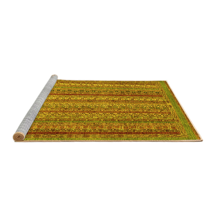 Sideview of Machine Washable Abstract Yellow Modern Rug, wshabs2374yw