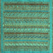 Square Abstract Turquoise Modern Rug, abs2374turq