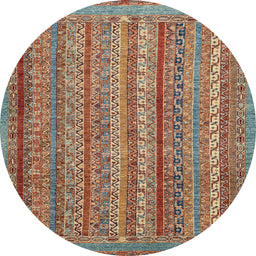 Round Machine Washable Abstract Chestnut Red Rug, wshabs2374
