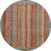 Round Machine Washable Abstract Chestnut Red Rug, wshabs2374