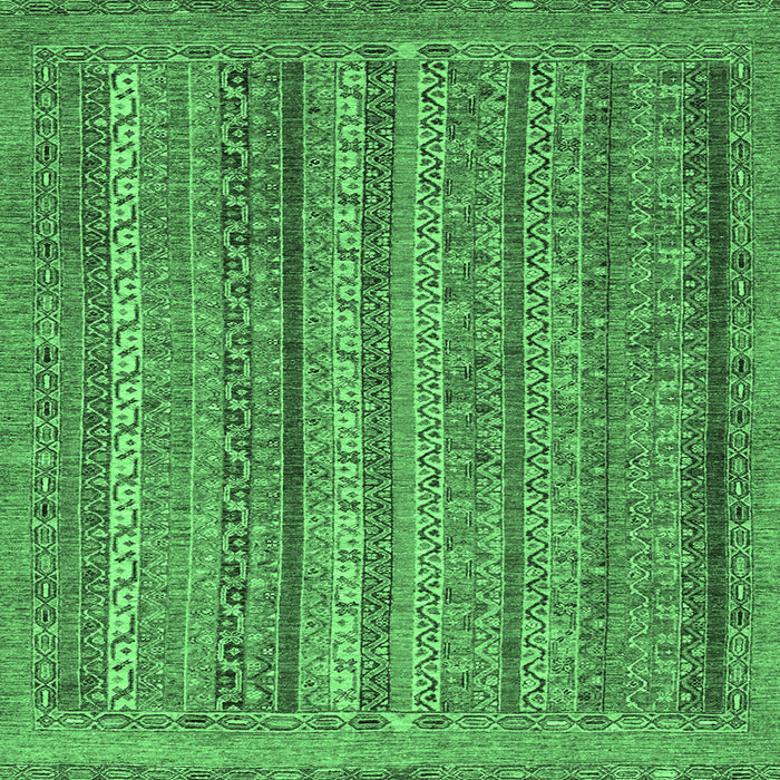 Square Machine Washable Abstract Emerald Green Modern Area Rugs, wshabs2374emgrn