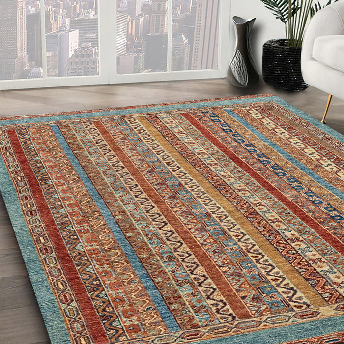 Machine Washable Abstract Chestnut Red Rug in a Family Room, wshabs2374