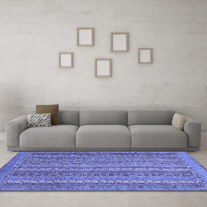 Machine Washable Abstract Blue Modern Rug in a Living Room, wshabs2374blu