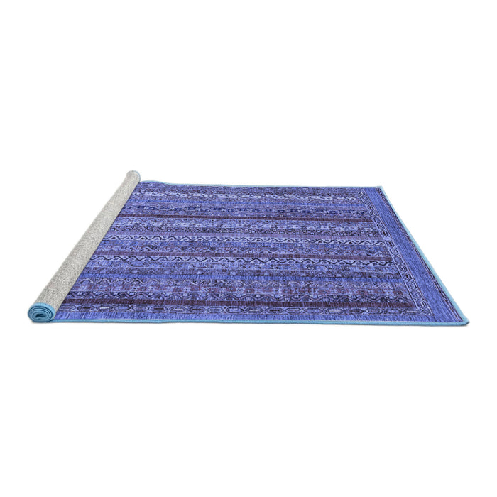 Sideview of Machine Washable Abstract Blue Modern Rug, wshabs2374blu