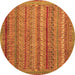 Round Machine Washable Abstract Orange Modern Area Rugs, wshabs2374org