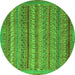 Round Machine Washable Abstract Green Modern Area Rugs, wshabs2374grn