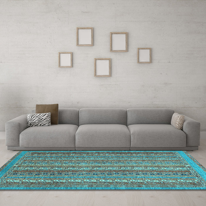 Machine Washable Abstract Light Blue Modern Rug in a Living Room, wshabs2374lblu