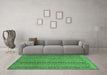 Machine Washable Abstract Emerald Green Modern Area Rugs in a Living Room,, wshabs2374emgrn