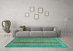 Machine Washable Abstract Turquoise Modern Area Rugs in a Living Room,, wshabs2374turq