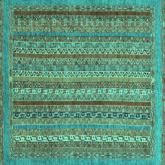 Square Machine Washable Abstract Turquoise Modern Area Rugs, wshabs2374turq