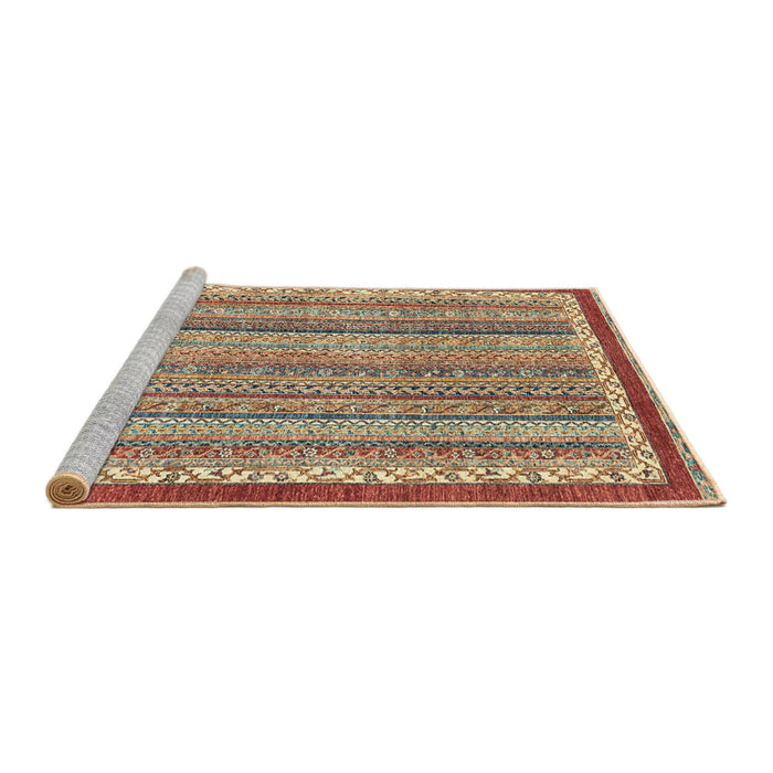 Sideview of Machine Washable Abstract Chestnut Red Rug, wshabs2375